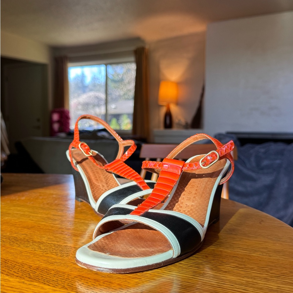 Chie Mihara Colorblock Wedge Sandals